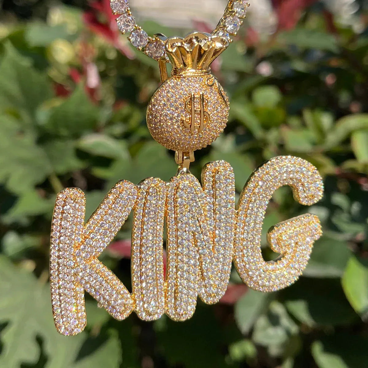 Bag Chaser Drip Iced Out Personalized Custom Name Necklace Pendant - Luxury Custom Jewelry - CaratixJewelry